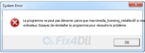 macromedia_licensing_installer.dll manquant