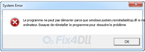 windows.system.remotedesktop.dll manquant