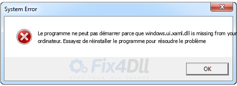 windows.ui.xaml.dll manquant